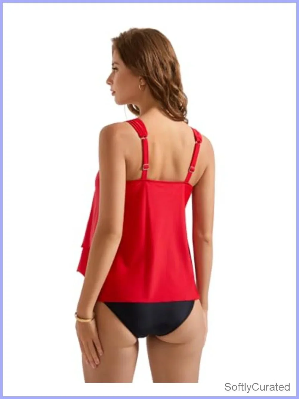 Ruffle High Waisted Tankini Swimsuit Tummy Control Bathing Suit Two Piece